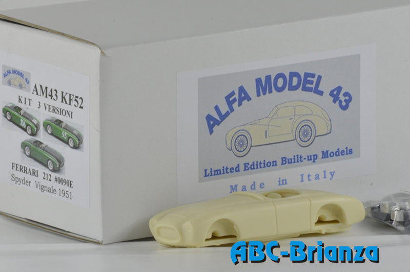 ALFA MODEL AM43KF52 "FERRARI 212 SPYDER VIGNALE 1951 #0090 E COPPA D'ORO DELLE DOLOMITI 1951 #106- 1952 # 93 U.