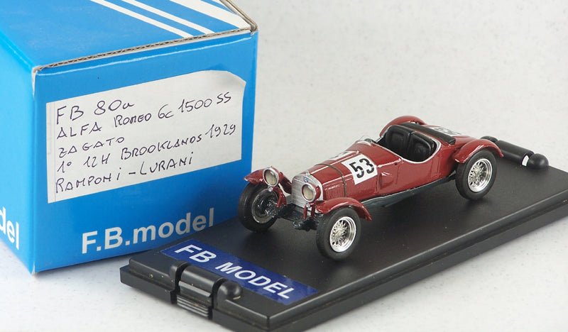 FB MODEL FBM080A ALFA ROMEO 6C 1750 SS ZAGATO 1° 12h BROOKLANDS 1929 #53 RAMPONI-LURANI