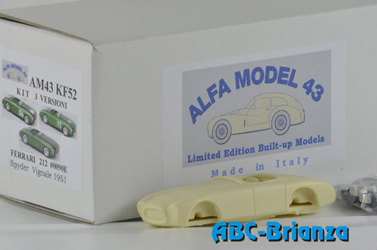 ALFA MODEL AM43KF52 "FERRARI 212 SPYDER VIGNALE 1951 #0090 E COPPA D'ORO DELLE DOLOMITI 1951 #106- 1952 # 93 U.