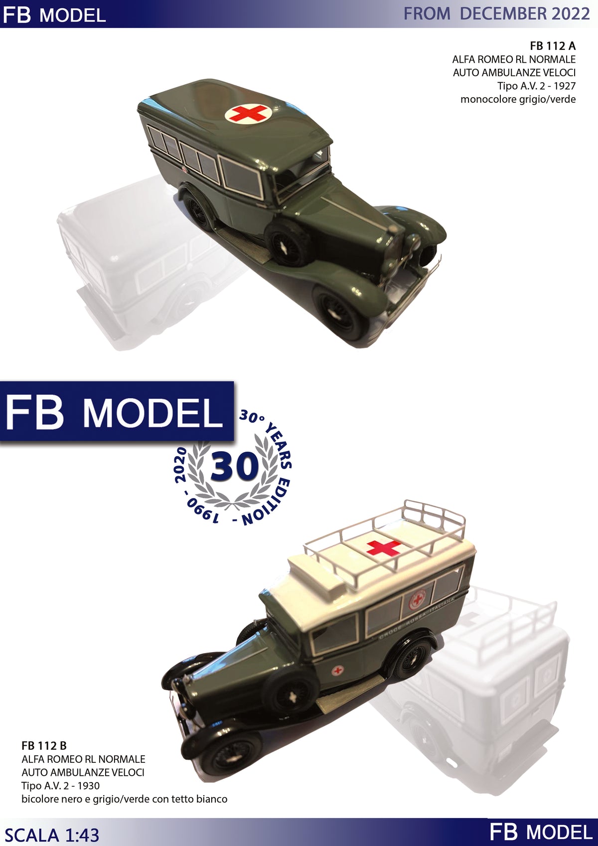 FB MODEL FBM112B ALFA ROMEO RL NORMALE AUTO AMBULANZE VELOCI Tipo A.V.2 - Type Ambulance 1927 black-grey