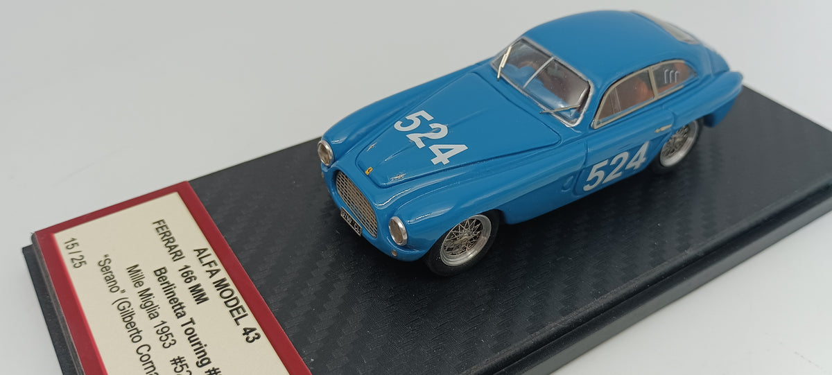 ALFA MODEL AM43F277 FERRARI 166 MM N.0042M BERLINETTA TOURING MILLE MIGLIA 1953 N.524 CORNACCHIA