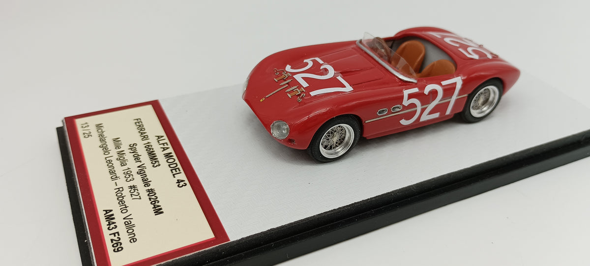 ALFA MODEL AM43F269 FERRARI 166MM53 SPYDER VIGNALE N.0264M MILLE MIGLIA 1953 N.527 LEONARDI - VALLONE