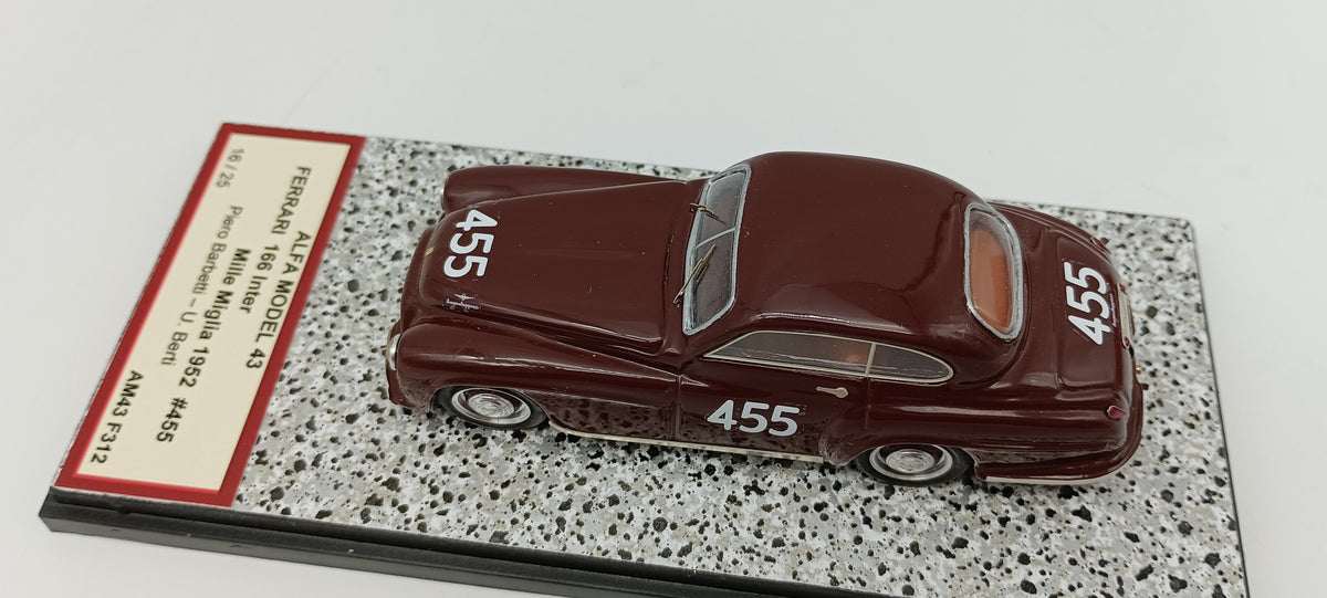ALFA MODEL AM43F312 FERRARI 166 INTER MILLE MIGLIA 1952 #455 PIERO BARBETTI - U. BERTI