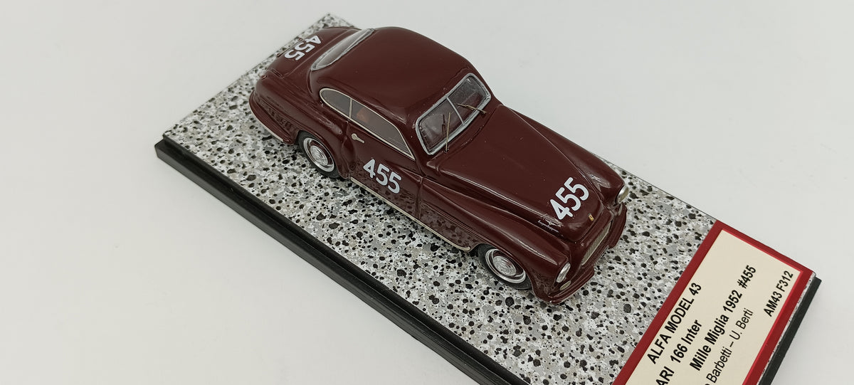 ALFA MODEL AM43F312 FERRARI 166 INTER MILLE MIGLIA 1952 #455 PIERO BARBETTI - U. BERTI