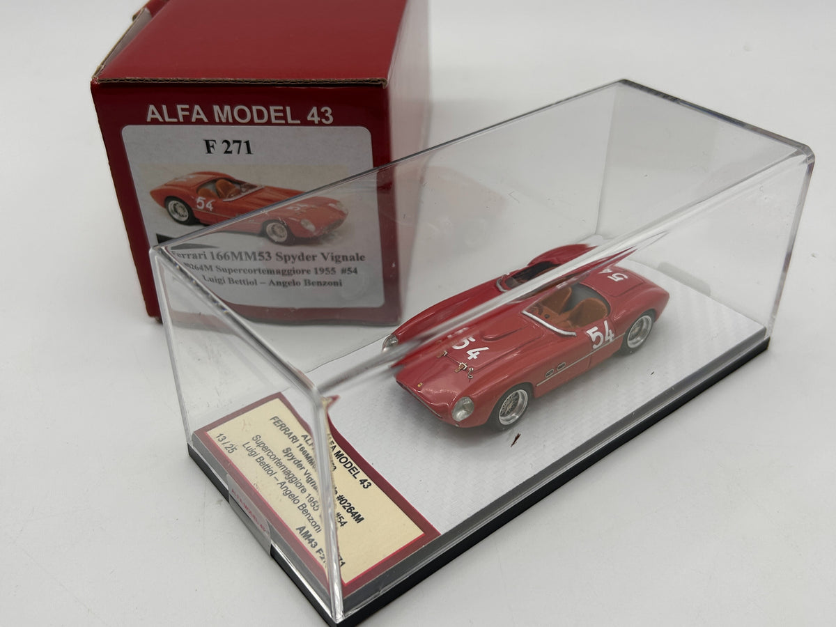 ALFA MODEL AM43F271 FERRARI 166MM 53 SPYDER VIGNALE CH0264M SUPERCORTEMAGGIORE 1955 N.54 BETTIOL BENZONI
