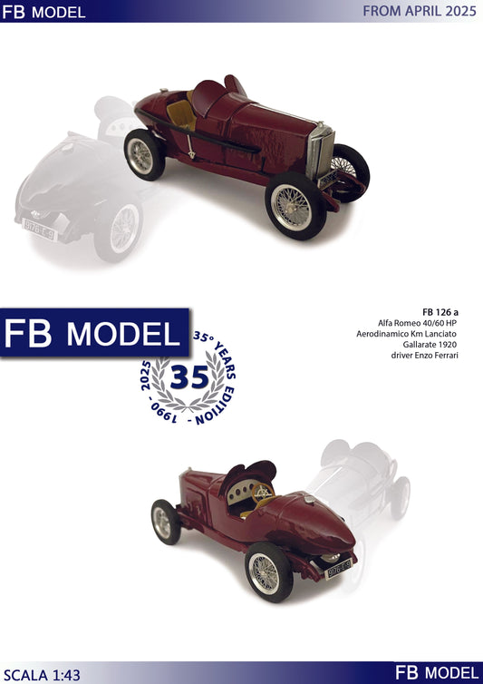 FB MODEL FBK126A ALFA ROMEO 40-60 HP AERODINAMICO KM LANCIATO GALLARATE 1920 driver ENZO FERRARI