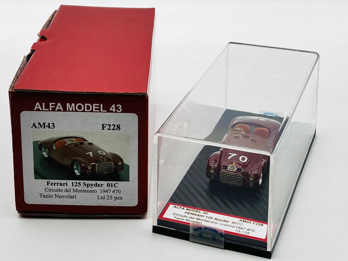 ALFA MODEL AM43F228 FERRARI 125 SPYDER 01C CIRCUITO DEL MONTENERO 1947 #70 TAZIO NUVOLARI
