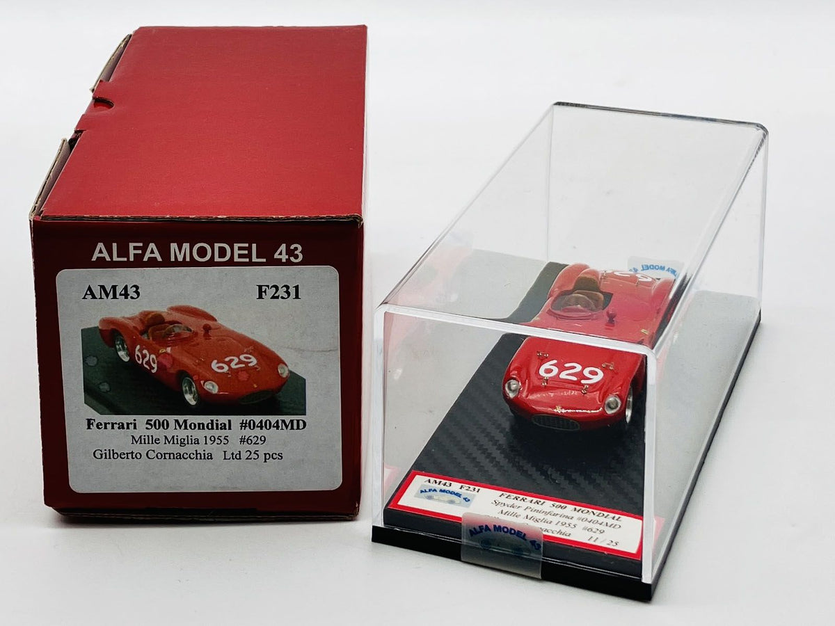 ALFA MODEL AM43F231 FERRARI 500 MONDIAL #0404MD SPYDER PININFARINA – MILLE MIGLIA 1955 #629 G. CORNACCHIA