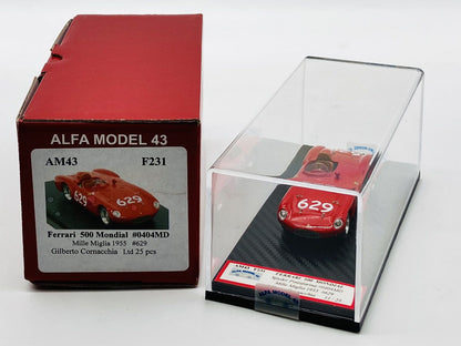 ALFA MODEL AM43F231 FERRARI 500 MONDIAL #0404MD SPYDER PININFARINA – MILLE MIGLIA 1955 #629 G. CORNACCHIA
