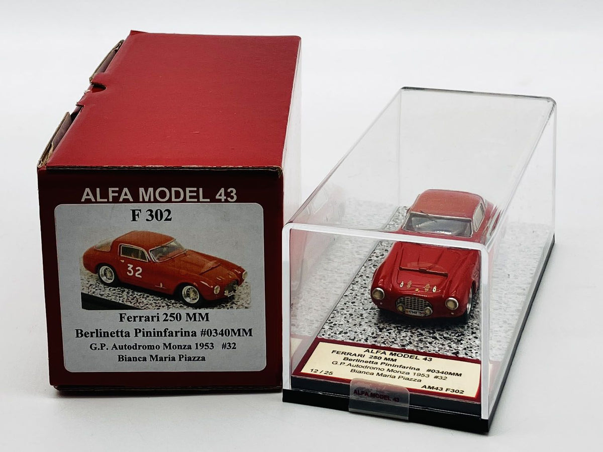 ALFA MODEL AM43F302 FERRARI 250 MM BERLINETTA PININFARINA N.0340MM G.,P. AUTODROMO MONZA 1954 N.32 BIANCA M.PIAZZA